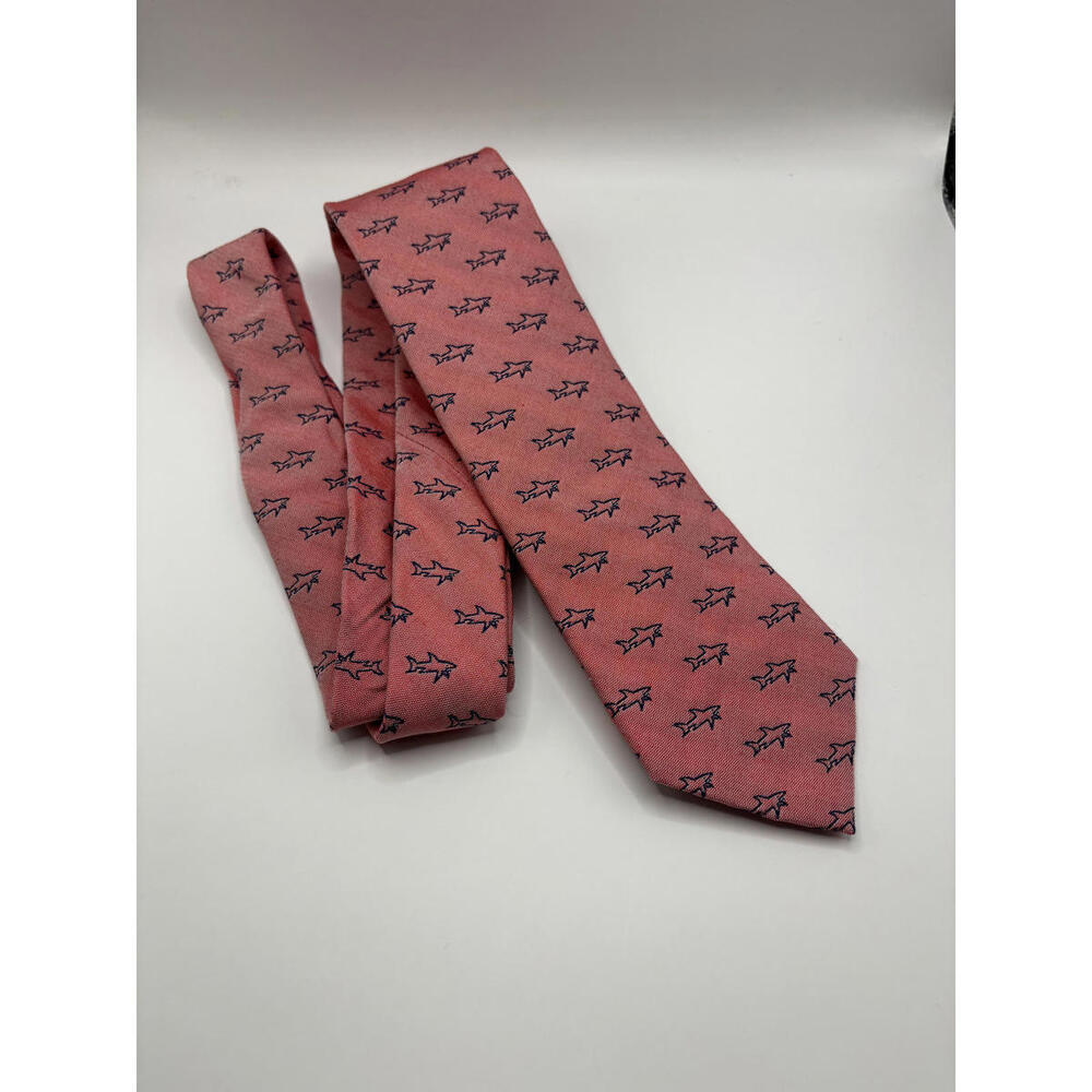 IZOD Shark Print Tie - Trendy Coral Design NWT